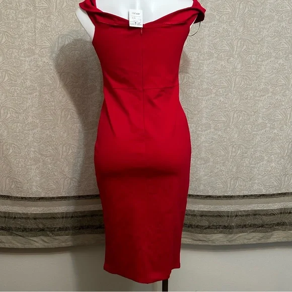 New Karlie Red Shoulder Dress Women Size Large - Picture 10 of 11